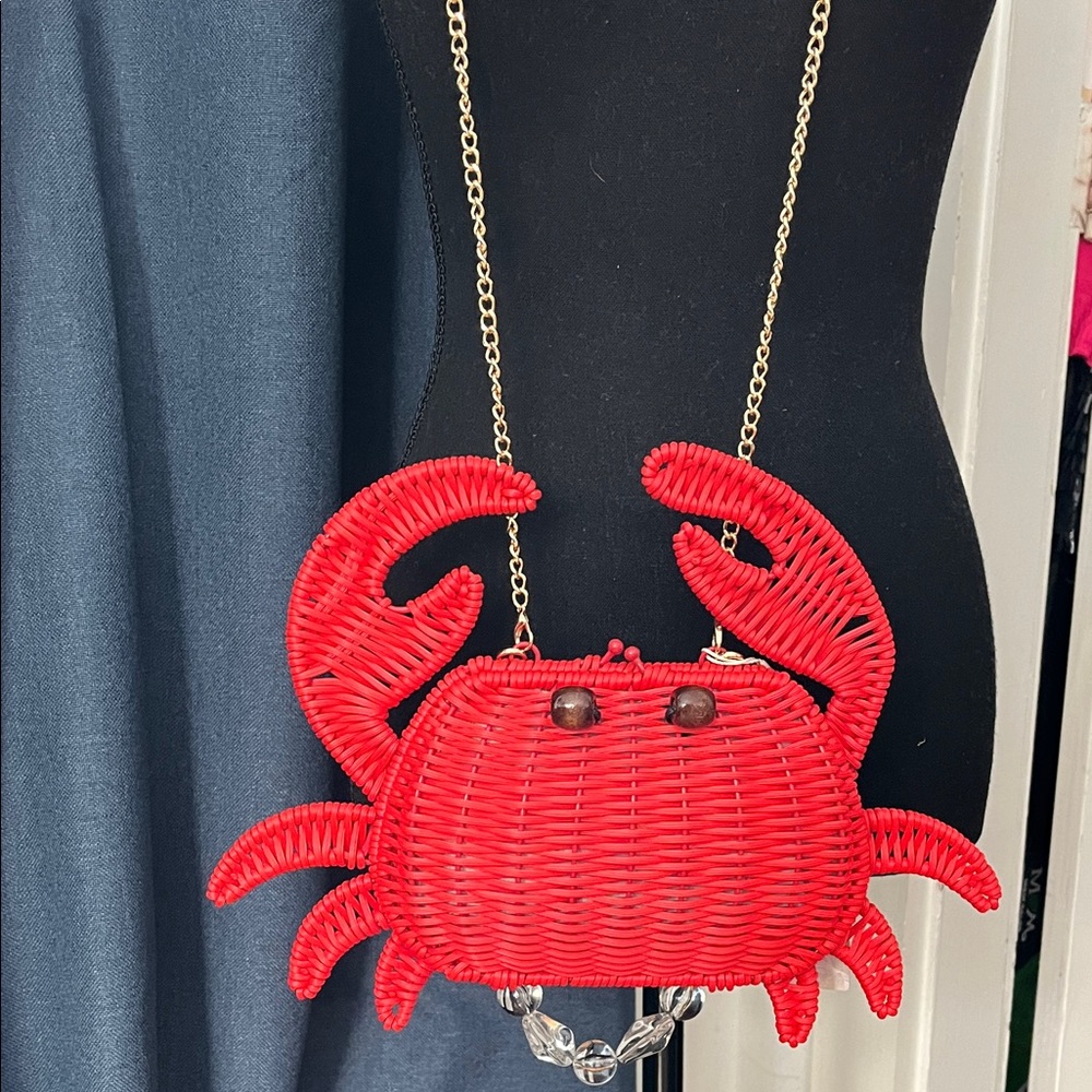 Tommy Bahama Red Woven Crab Crossbody Bag